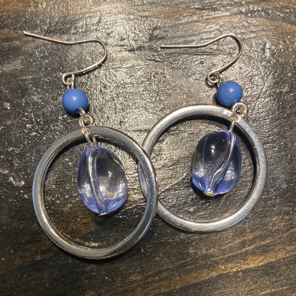 🌞2/$15 Blue and silver hooped earrings